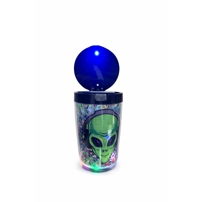 FUJIMA FUJIMA ALIEN GLOW IN DARK BLACK CAR ASHTRAYS WITH LID-EX34