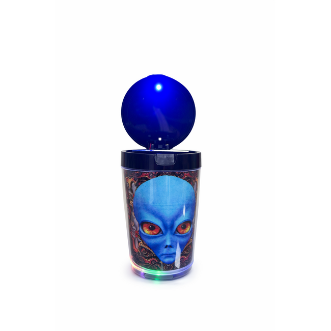 FUJIMA FUJIMA ALIEN GLOW IN DARK BLACK CAR ASHTRAYS WITH LID-EX34