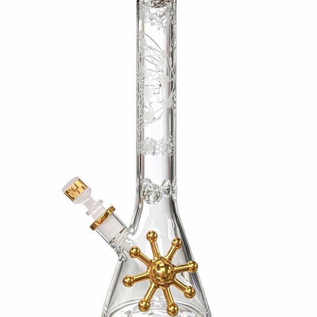 JUICY J 16'' JUICY J GOLD GEOMETRIC FLOW BEAKER BONG-JJ244