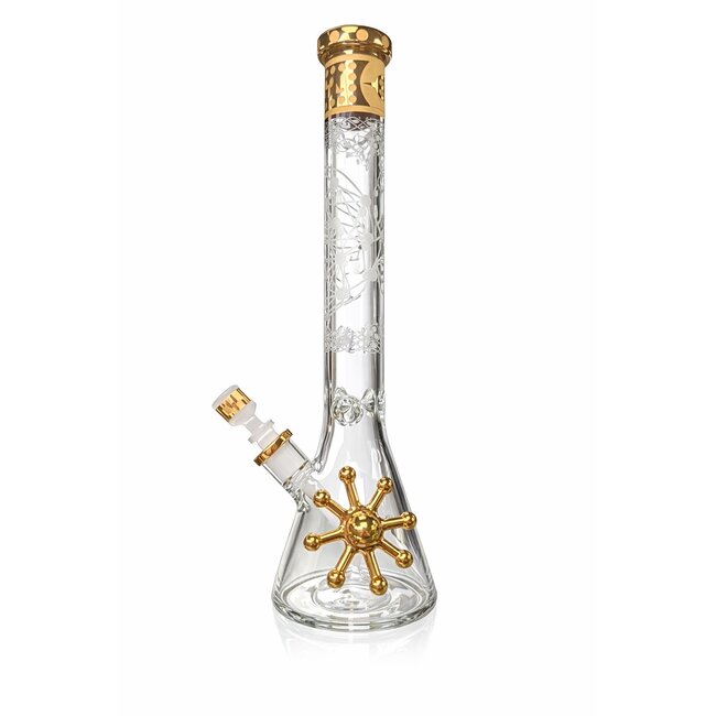 JUICY J 16'' JUICY J GOLD GEOMETRIC FLOW BEAKER BONG-JJ244