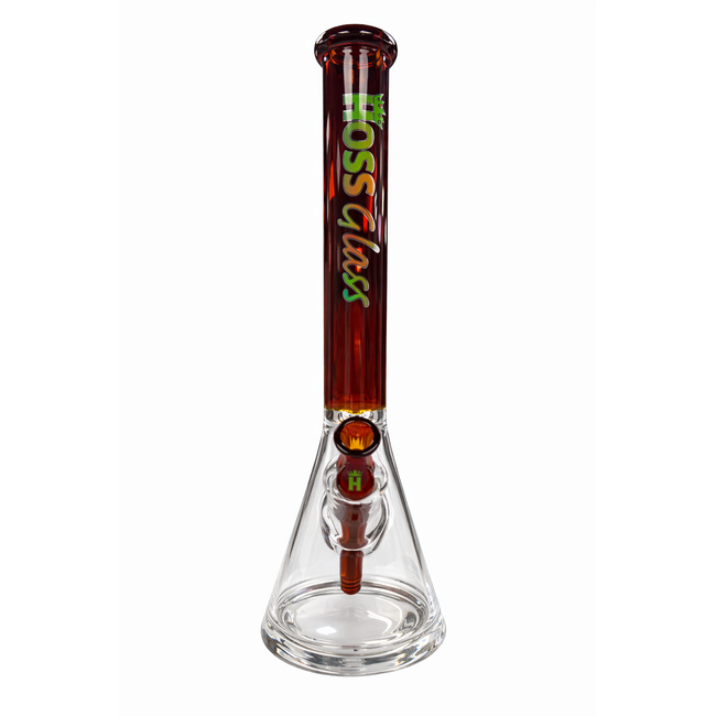 HOSS GLASS 18'' HOSS GLASS THICK  BEAKER W/COLORED TOP-H151