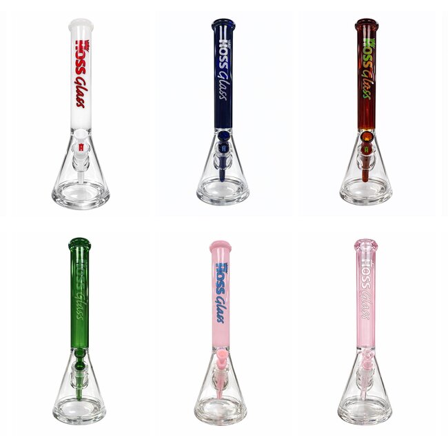 HOSS GLASS 18'' HOSS GLASS THICK  BEAKER W/COLORED TOP-H151