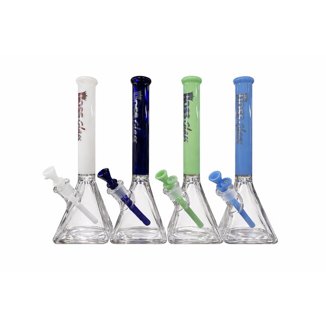HOSS GLASS 14'' HOSS GLASS PYRAMID W/COLORED TOP TUBE BONG -H085