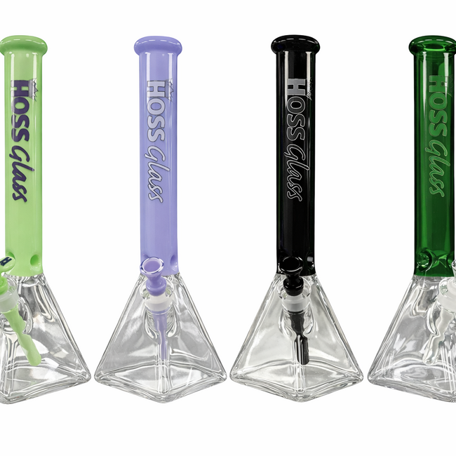 HOSS GLASS 18'' HOSS GLASS PYRAMID BEAKER HALF COLORED-H056