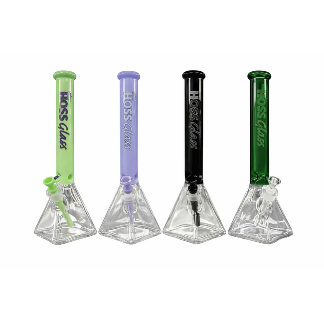 HOSS GLASS 18'' HOSS GLASS PYRAMID BEAKER HALF COLORED-H056