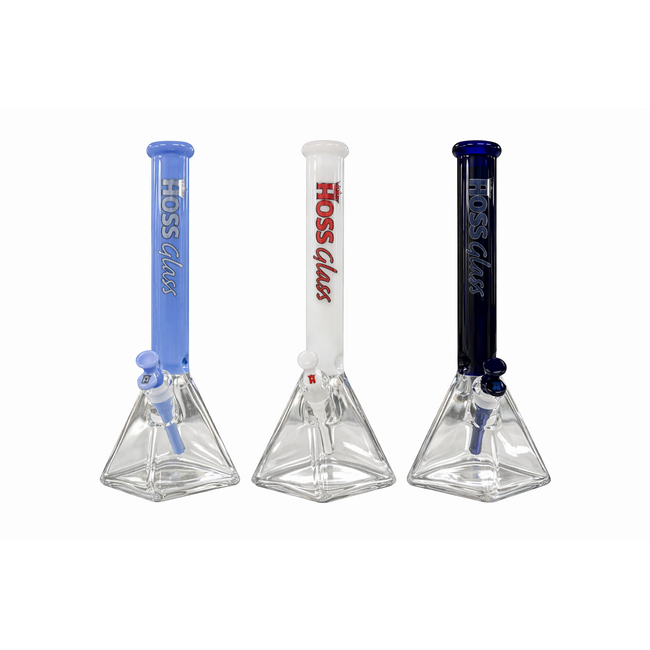 HOSS GLASS 18'' HOSS GLASS PYRAMID BEAKER HALF COLORED-H056