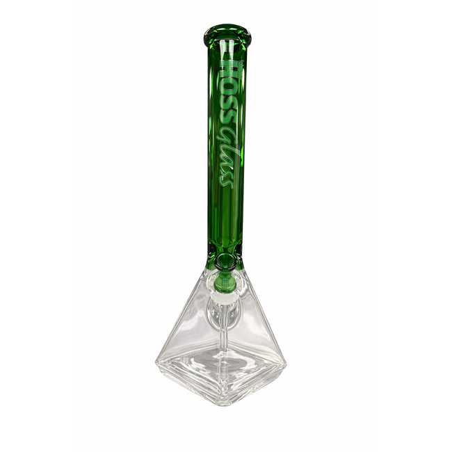 HOSS GLASS 18'' HOSS GLASS PYRAMID BEAKER HALF COLORED-H056