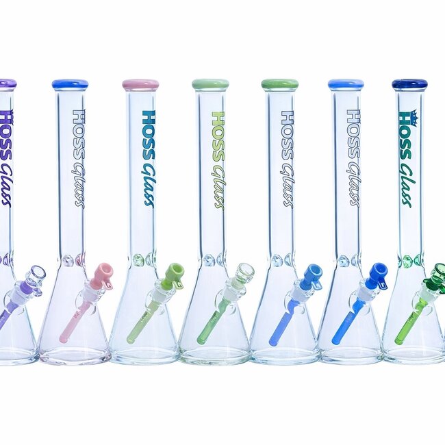 HOSS GLASS 18'' 7MM HOSS GLASS COLORED RIM BEAKER-H141