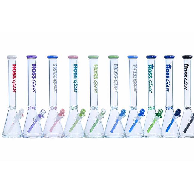 HOSS GLASS 18'' 7MM HOSS GLASS COLORED RIM BEAKER-H141