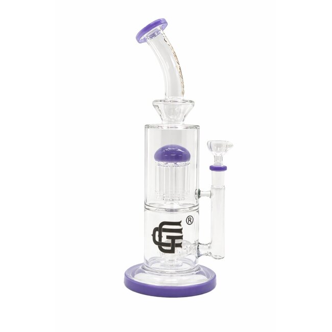 CRYSTAL GLASS 12'' BENT NECK SINGLE TREE PERC BONG C4100