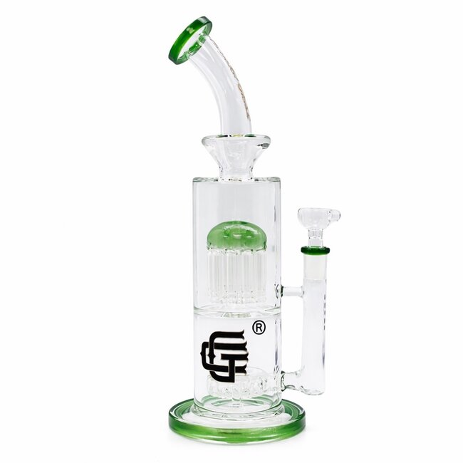 CRYSTAL GLASS 12'' BENT NECK SINGLE TREE PERC BONG C4100