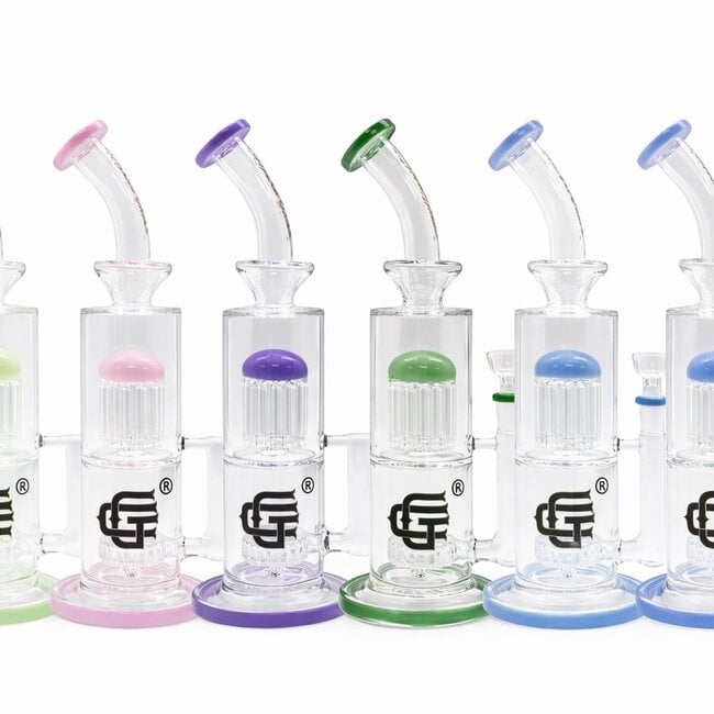 CRYSTAL GLASS 12'' BENT NECK SINGLE  TREE PERC BONG C4100