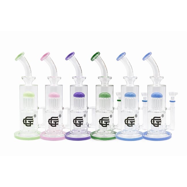 CRYSTAL GLASS 12'' BENT NECK SINGLE TREE PERC BONG C4100