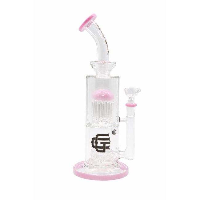 CRYSTAL GLASS 12'' BENT NECK SINGLE TREE PERC BONG C4100