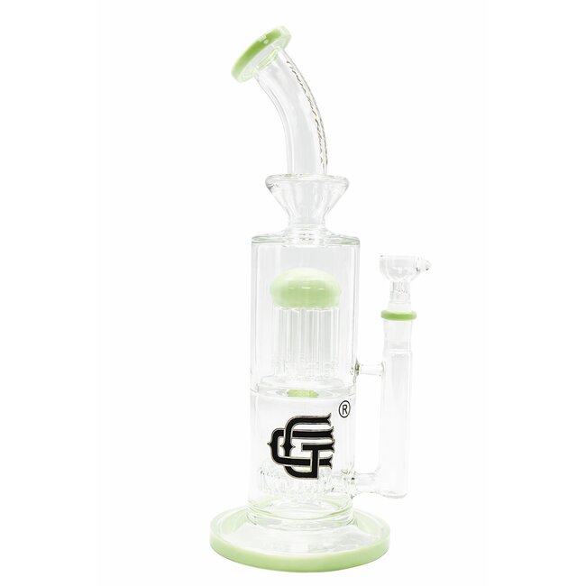 CRYSTAL GLASS 12'' BENT NECK SINGLE TREE PERC BONG C4100