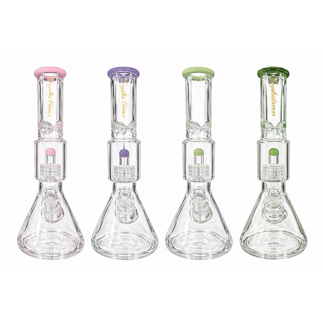 CRYSTAL GLASS 15''  BEAKER BASE ICE PINCH WITH MATRIX PERC  C4058