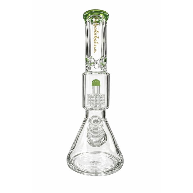 CRYSTAL GLASS 15''  BEAKER BASE ICE PINCH WITH MATRIX PERC  C4058