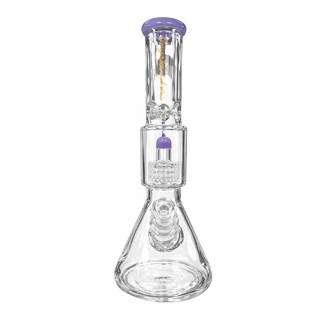 CRYSTAL GLASS 15''  BEAKER BASE ICE PINCH WITH MATRIX PERC  C4058