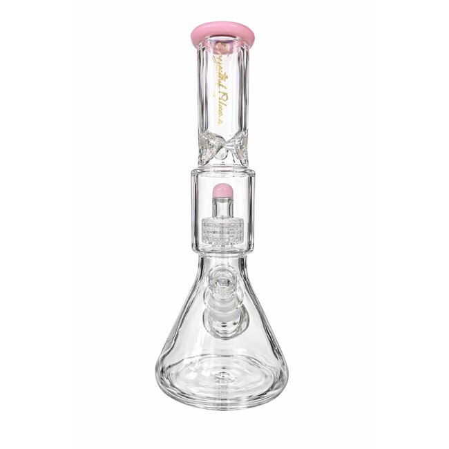 CRYSTAL GLASS 15''  BEAKER BASE ICE PINCH WITH MATRIX PERC  C4058