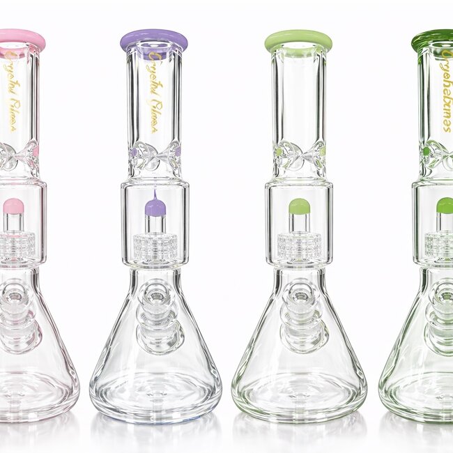 CRYSTAL GLASS 15''  BEAKER BASE ICE PINCH WITH MATRIX PERC  C4058