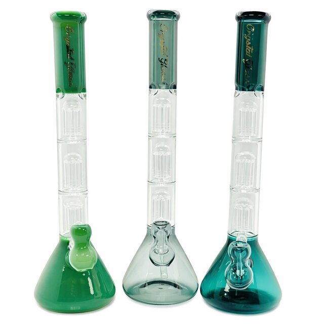 CRYSTAL GLASS 20'' TRIPLE 8 ARM TREE PERC WATER PIPE C3006