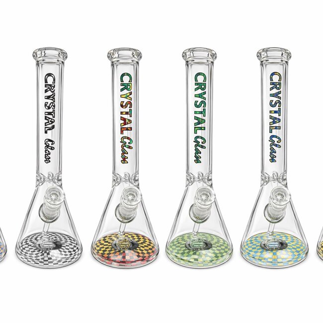 CRYSTAL GLASS 16'' MATCHING DOWNSTEM BEAKER BONG C4102