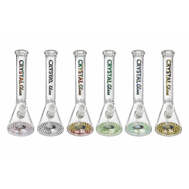 CRYSTAL GLASS 16'' MATCHING DOWNSTEM BEAKER BONG C4102
