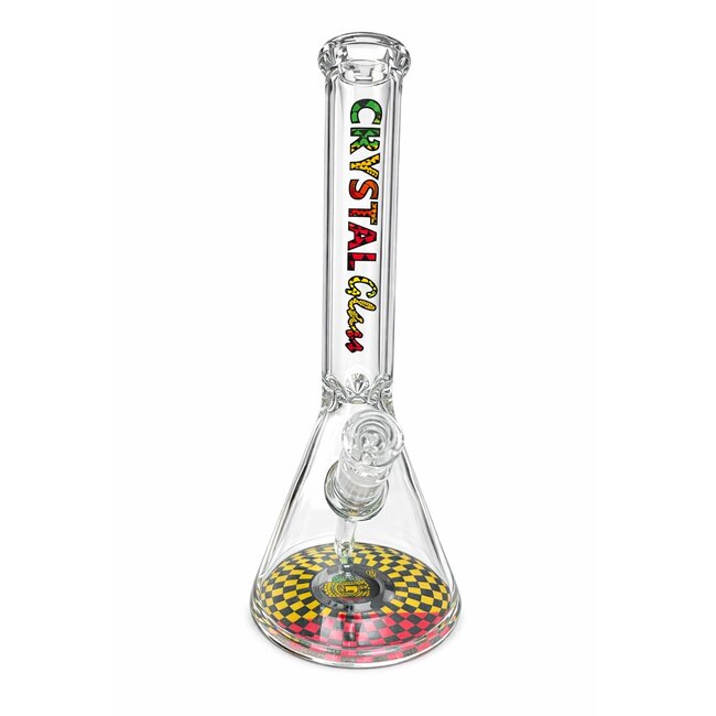 CRYSTAL GLASS 16'' MATCHING DOWNSTEM BEAKER BONG C4102