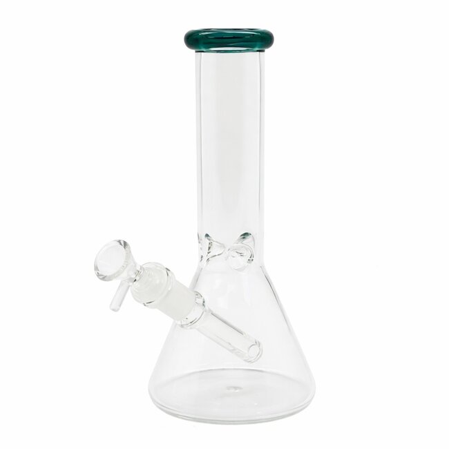 9'' CLEAR GLASS COLOR HEAD ONE TONE BEAKER BONG C6299
