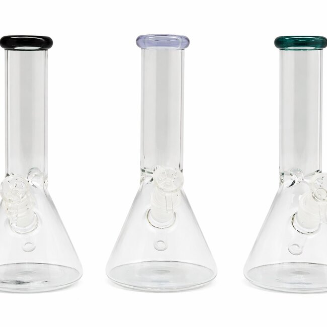 9'' CLEAR GLASS COLOR HEAD ONE TONE BEAKER BONG C6299