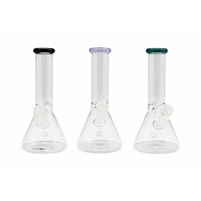 9'' CLEAR GLASS COLOR HEAD ONE TONE BEAKER BONG C6299