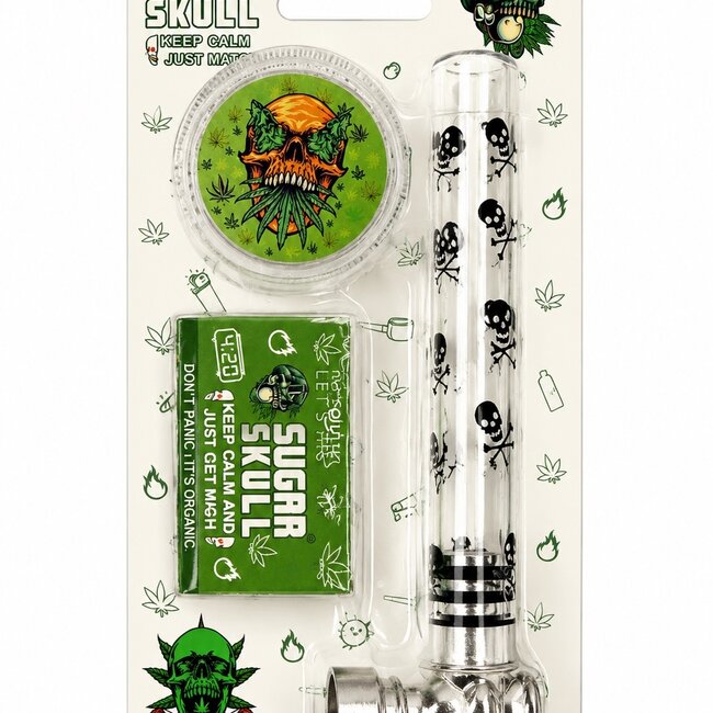 SUGER SKULL 3.5'' SKULL&BONE   ALUMINUM PIPE WITH GRINDER YD351-SS-TY