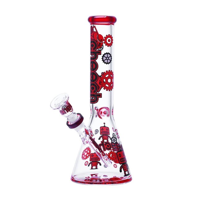 CHEECH GLASS 14'' RED ROBOTIC GEARS CHEECH GLASS BEAKER-CH392