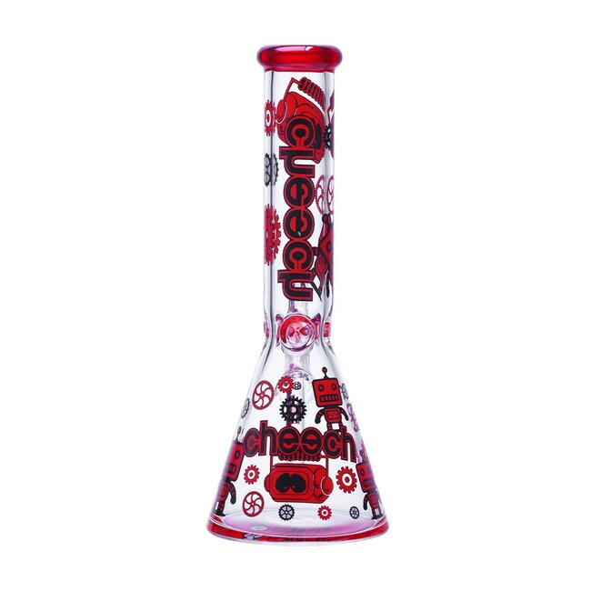 CHEECH GLASS 14'' RED ROBOTIC GEARS CHEECH GLASS BEAKER-CH392