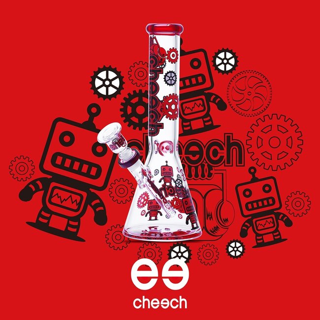 CHEECH GLASS 14'' RED ROBOTIC GEARS CHEECH GLASS BEAKER-CH392