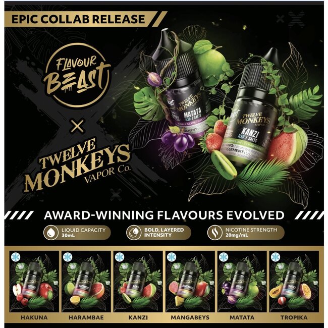 FLAVOUR BEAST FLAVOUR BEAST E-LIQUID TWELVE MONKEYS SALT NIC