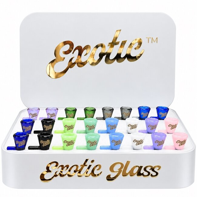 EXOTIC 14MM EXOTIC GLASS BOWL COBALT WITH HANDLE-CC509