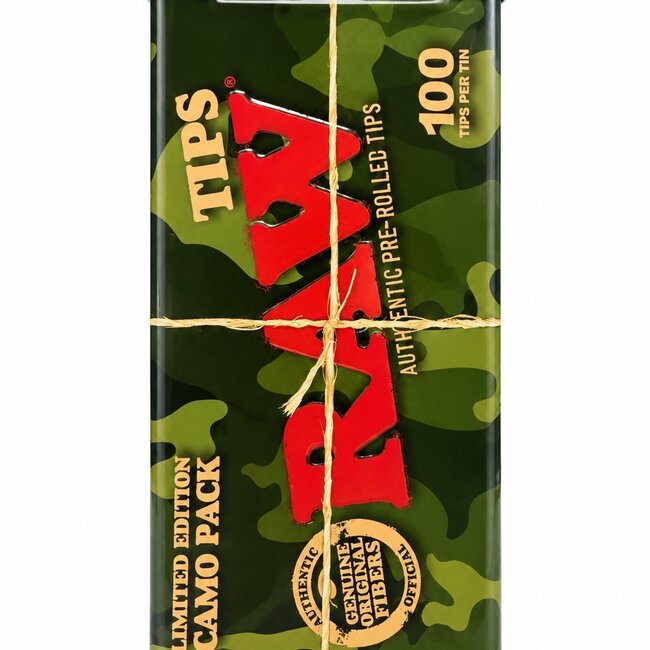 ELEMENTS RAW CAMO LIMITED EDITION PRE ROLLED TIPS TIN-6CT