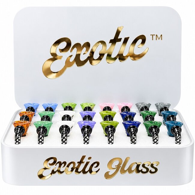 EXOTIC 14MM HONEYCOMB SPIRAL HANDLE EXOTIC GLASS BOWL -CC411