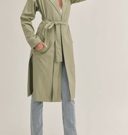 SAGE THE LABEL MATCHA BELTED LONG JACKET