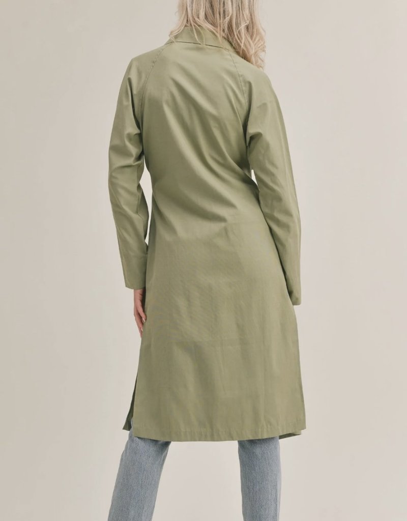 SAGE THE LABEL MATCHA BELTED LONG JACKET