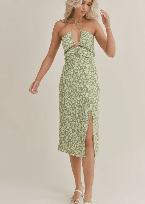 SAGE THE LABEL GREEN GARDEN MIDI DRESS