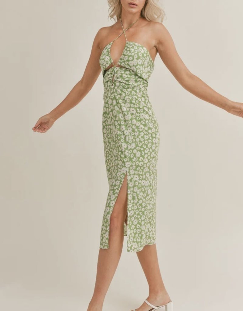 SAGE THE LABEL GREEN GARDEN MIDI DRESS