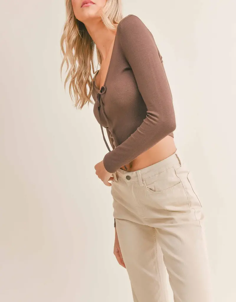 SADIE AND SAGE S'MORES TIE FRONT TOP