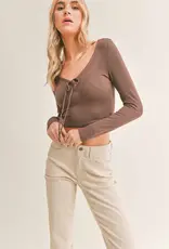 SADIE AND SAGE S'MORES TIE FRONT TOP