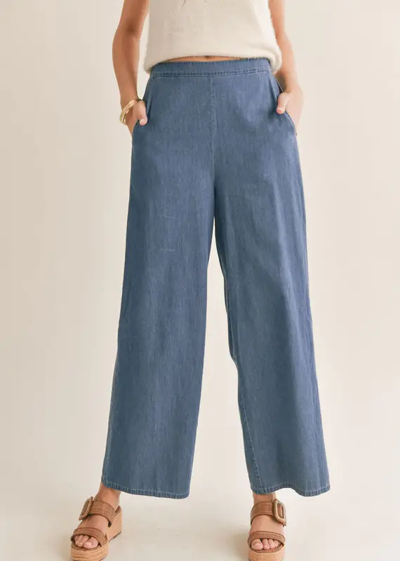 Shop Blue Pigment Suit Isla Wide Leg Pant Online