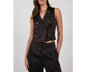 トップス Satin chic vest セットアップ／手洗い可】ペプラムZIPジレ（ベスト） | cloenc