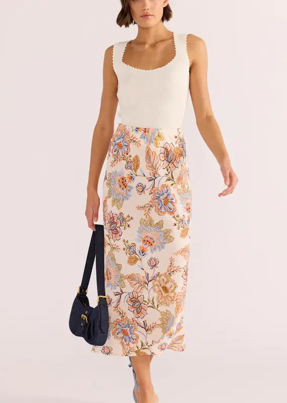 MINKPINK MARCELINE BIAS MIDI SKIRT
