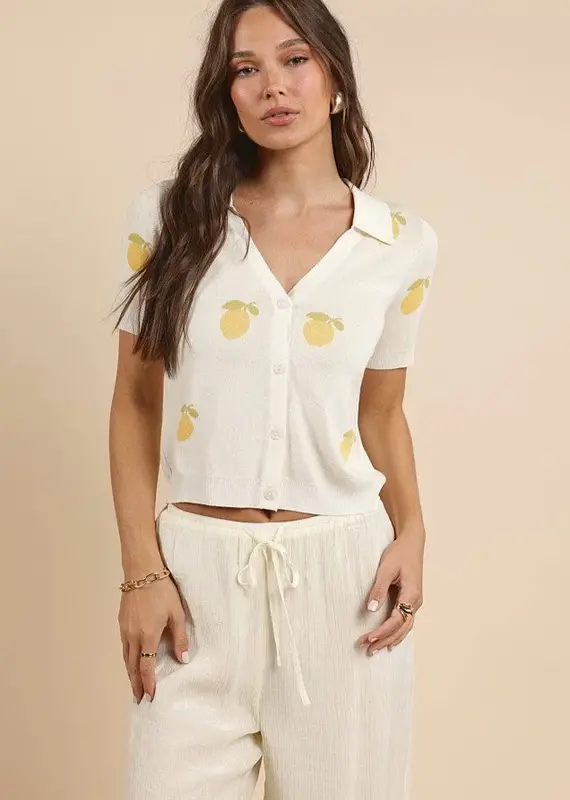 SADIE AND SAGE CITRON KNIT SHIRT