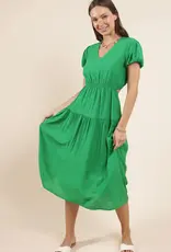 SADIE AND SAGE SOCIALIZE PUFF SLEEVE MIDI DRESS